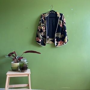 Floral-Palm print kimono jacket